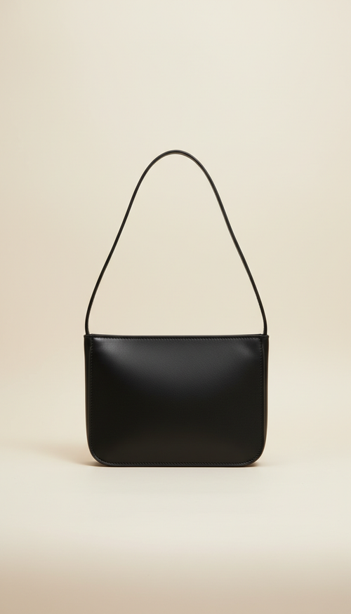 Minimalist Black Leather Crossbody Bag